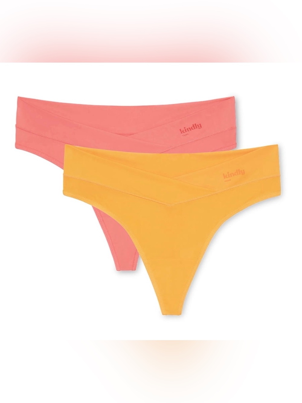 Kindly Women’s Cross-Over Thong - Coral Pink & Blazing Orange - 2 Pack